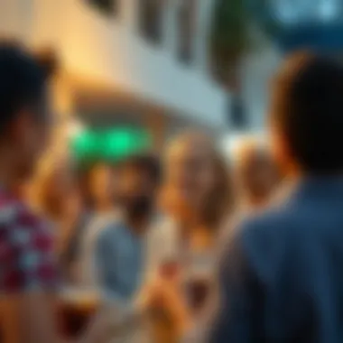 A group of diverse expatriates enjoying a community event