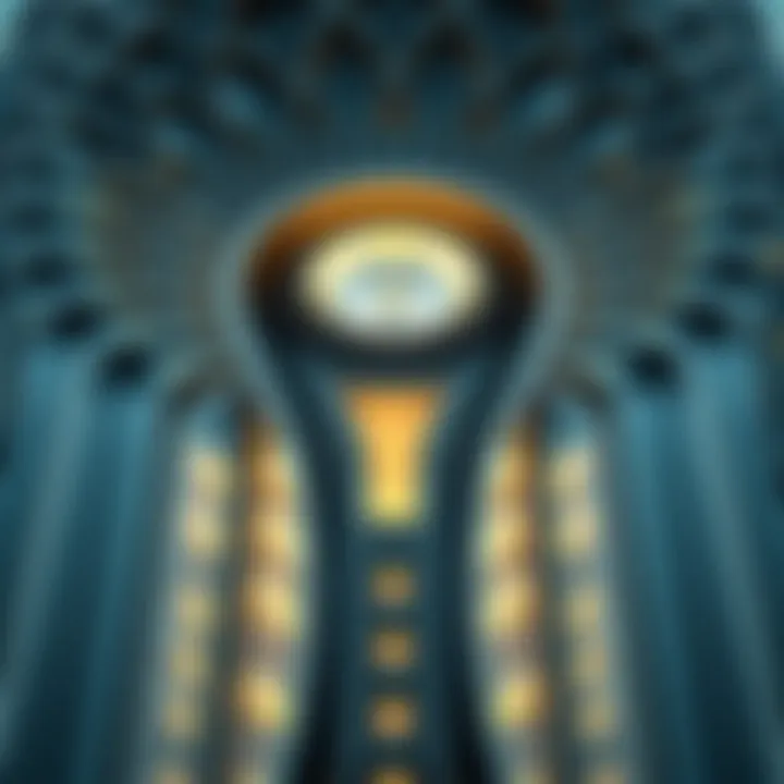 Architectural Details of Sheikh Mohammed bin Rashid Tower Close-up of the intricate design elements of the Sheikh Mohammed bin Rashid Tower, highlighting its architectural details.
