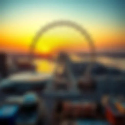 Aerial view of the Dubai Wheel at sunset