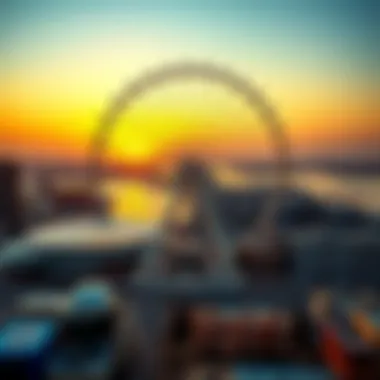The Dubai Wheel: Aerial View at Sunset Aerial view of the Dubai Wheel at sunset