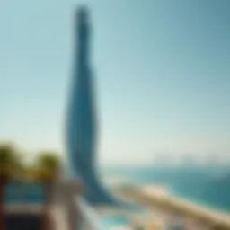 A futuristic sea tower overlooking the Dubai skyline