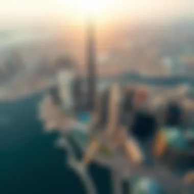 Stunning Aerial Perspective of Dubai Aerial view of Dubai skyline with Burj Khalifa
