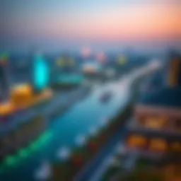 Panoramic view of Riverland Dubai showcasing its vibrant zones